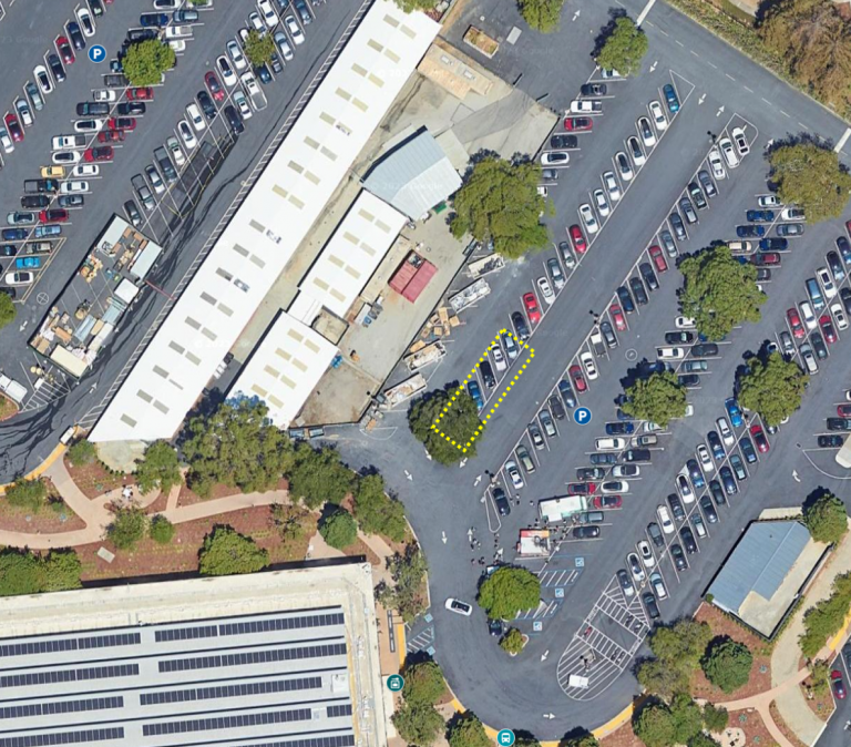 Map of parking lot identifying area where the velofix van will be located.